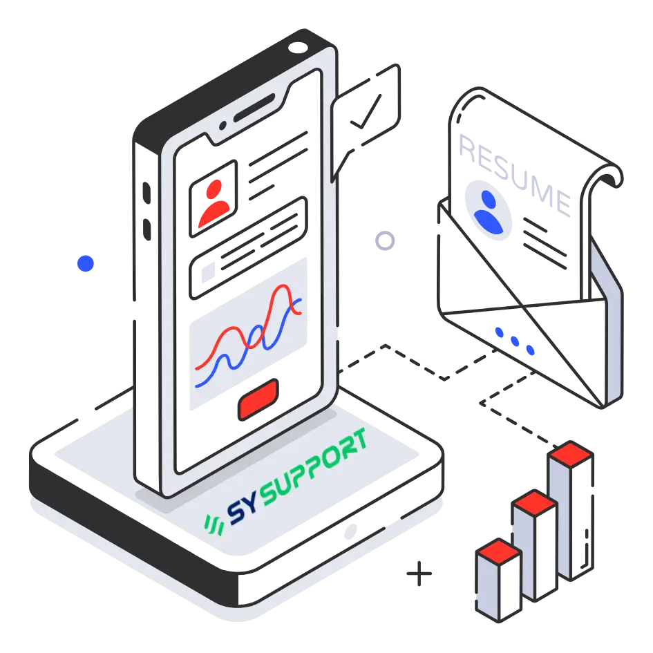 celular mostrando las gráficas que el sistema sysupport te brinda la administracion de tus proyectos